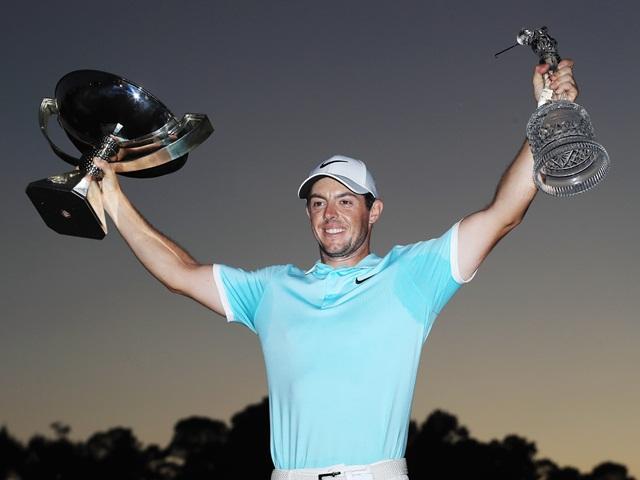 Rory McIlroy with his trophy haul